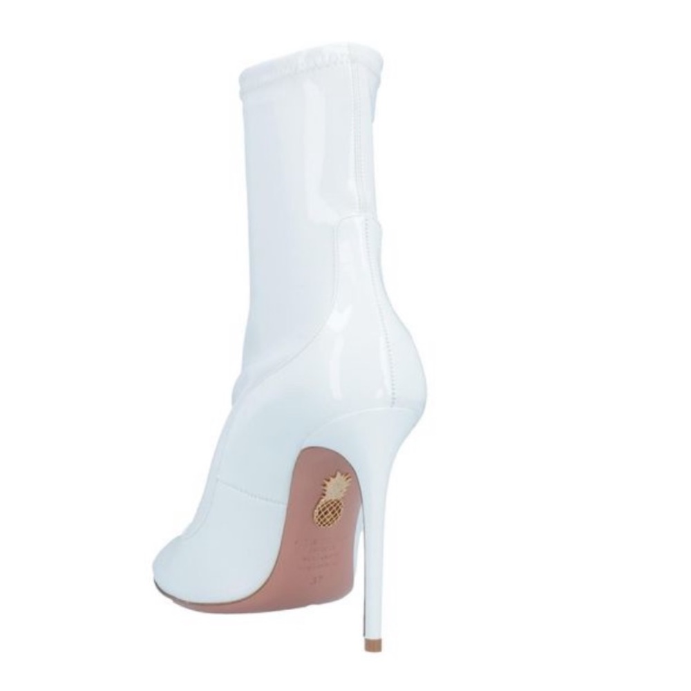 AQUAZZURA Zen White Patent Leather Boots Sz 39.5 US 8.5-9